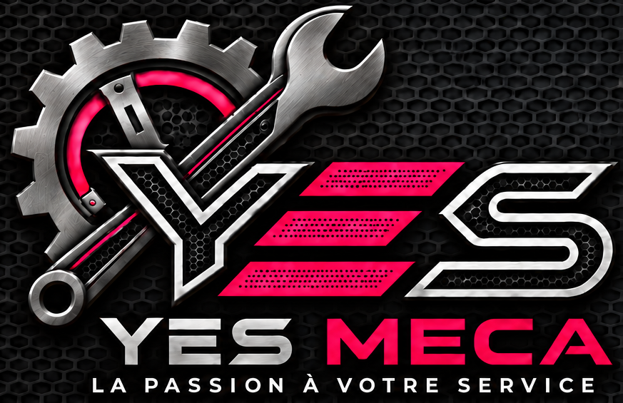 Logo principal YES MECA validé, métal brossé et rose perforé