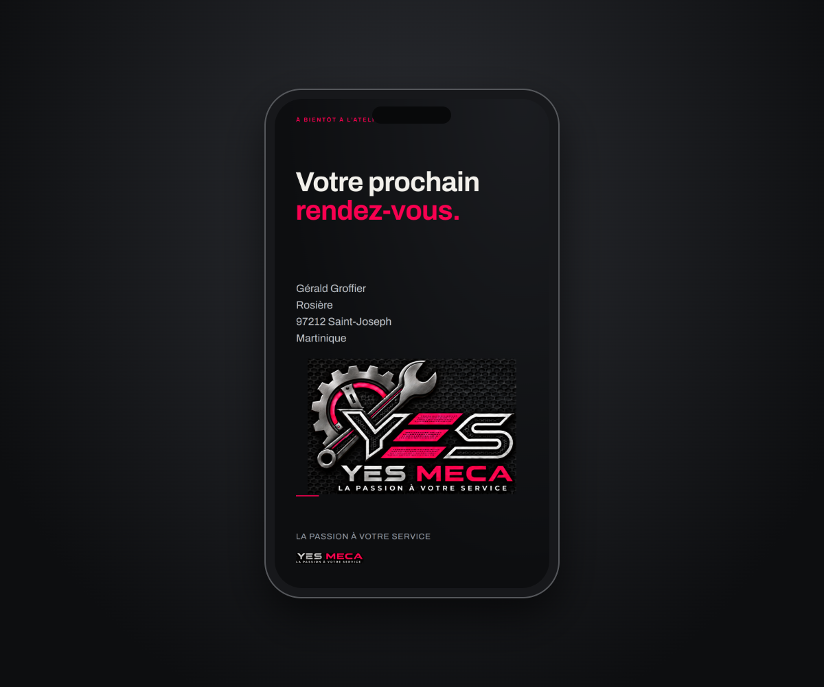 La story YES MECA présentée sur un téléphone