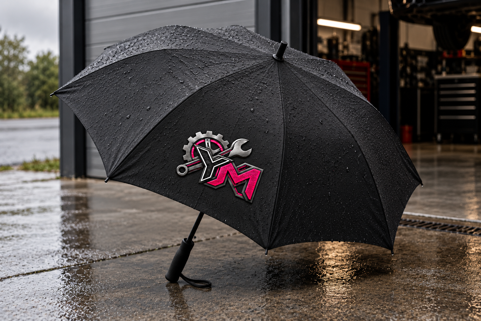 Parapluie YES MECA — Une application textile complémentaire du YM.